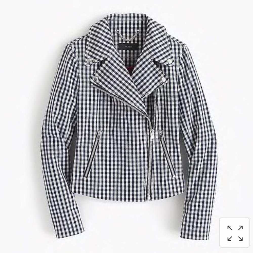 NWT! JCREW GINGHAM MOTORCYCLE JACKET